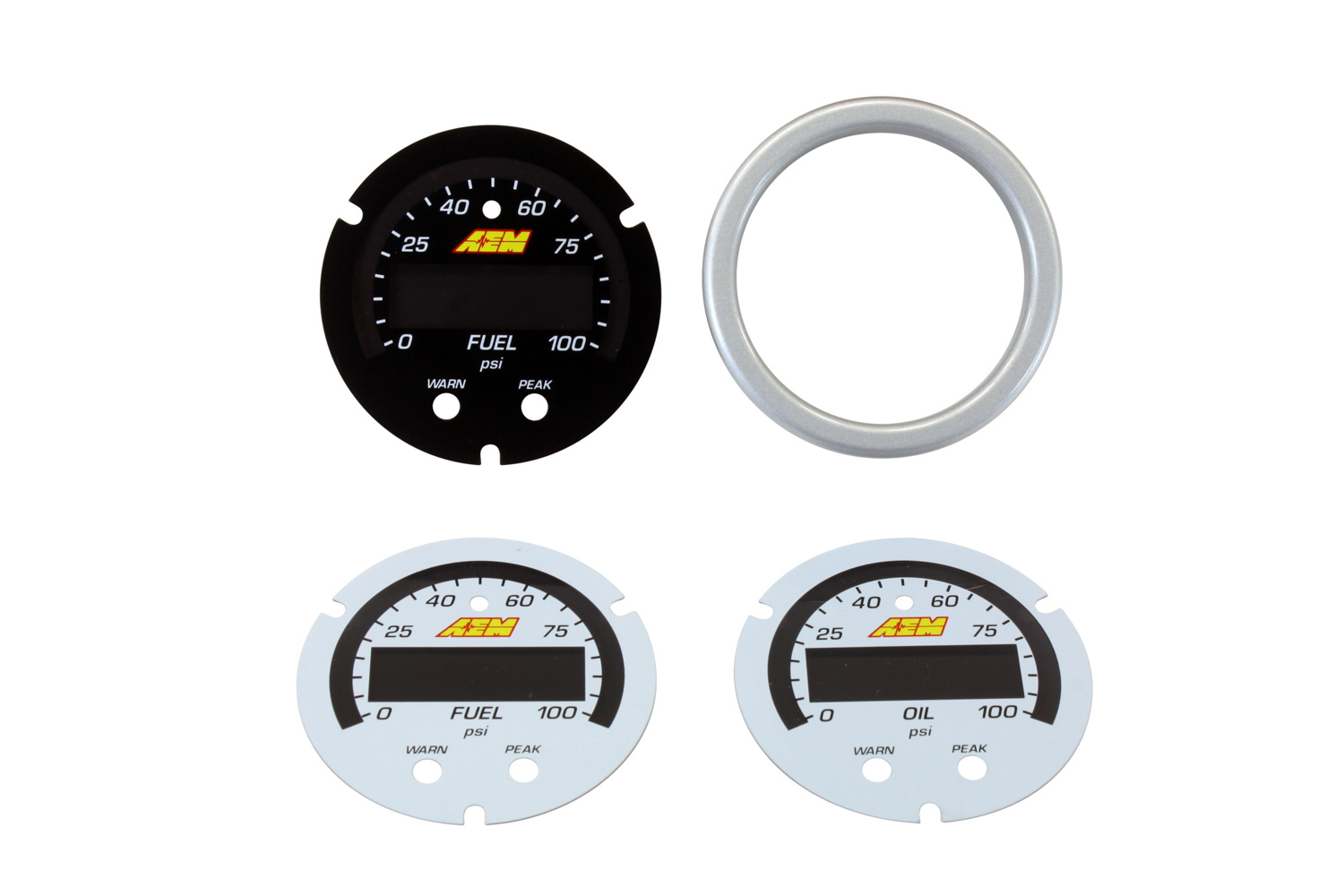 AEM Gauge Accessory Kit, Fuel Pressure/Oil Pressure, 0-100 PSI, White Face,