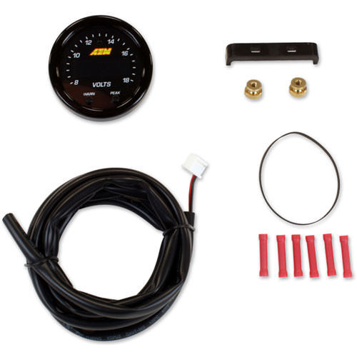AEM Voltmeter, X-Series, 8-18V, Electric, Digital, 2-1/16" Diameter, Black F