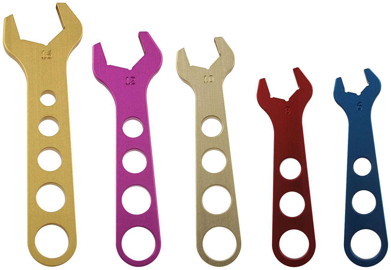 ALLSTAR, AN Wrench Set, Single End, 5 Piece, 6 AN to 16 AN, Aluminum, Multi Colo