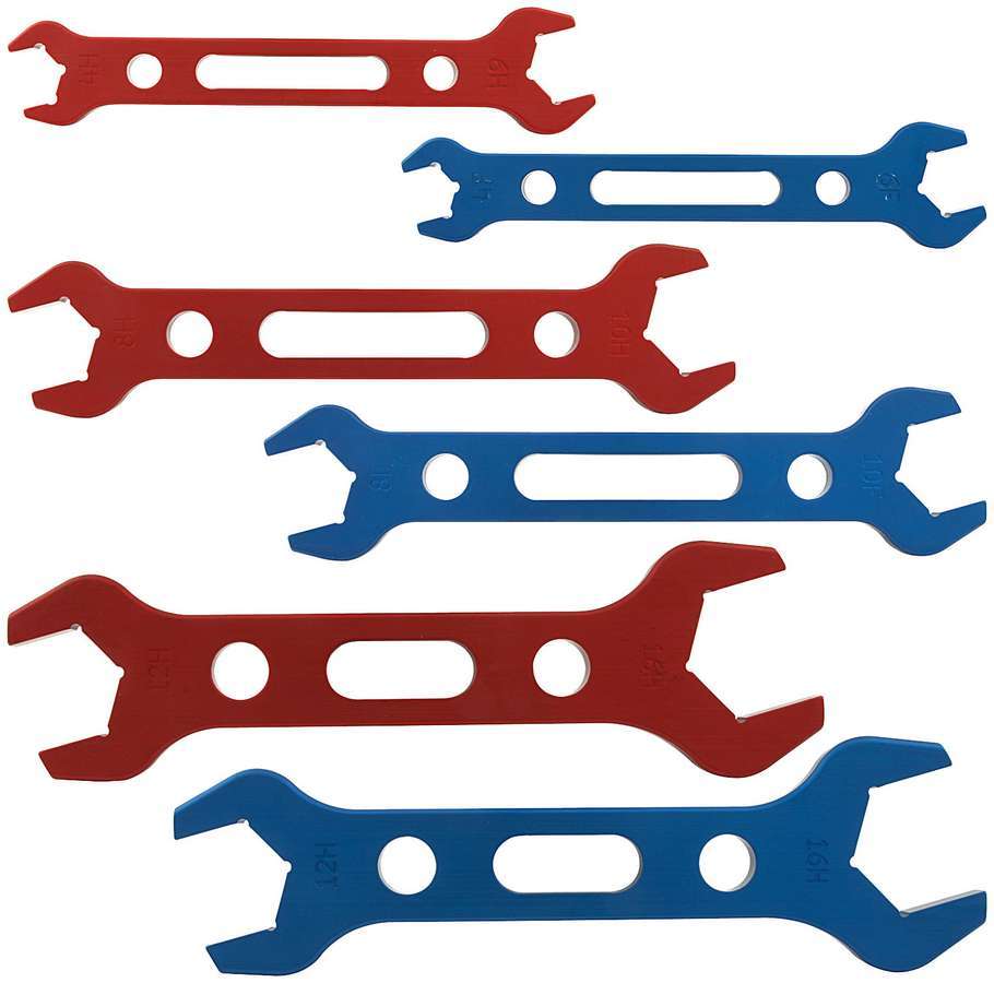 ALLSTAR, AN Wrench Set, Double-End, 6 Piece, 4 AN to 16 AN, Aluminum, Blue/Red A