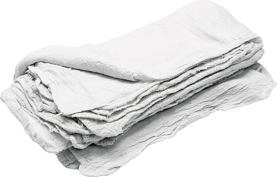 ALLSTAR, Shop Towels, Cloth, Bleached White, Set of 25