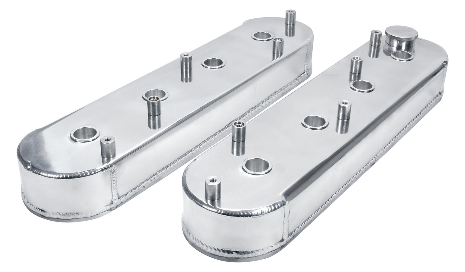 LS Engine Valve Cover, Tall, Fabricated Aluminum, Natural, GM LS-Series, Pair  w/Coil Mounts