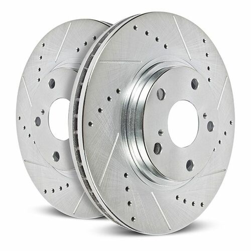 Front Evolution Drilled & Slotted Zinc Plated Rotors (Z51) (Includes 2), Power