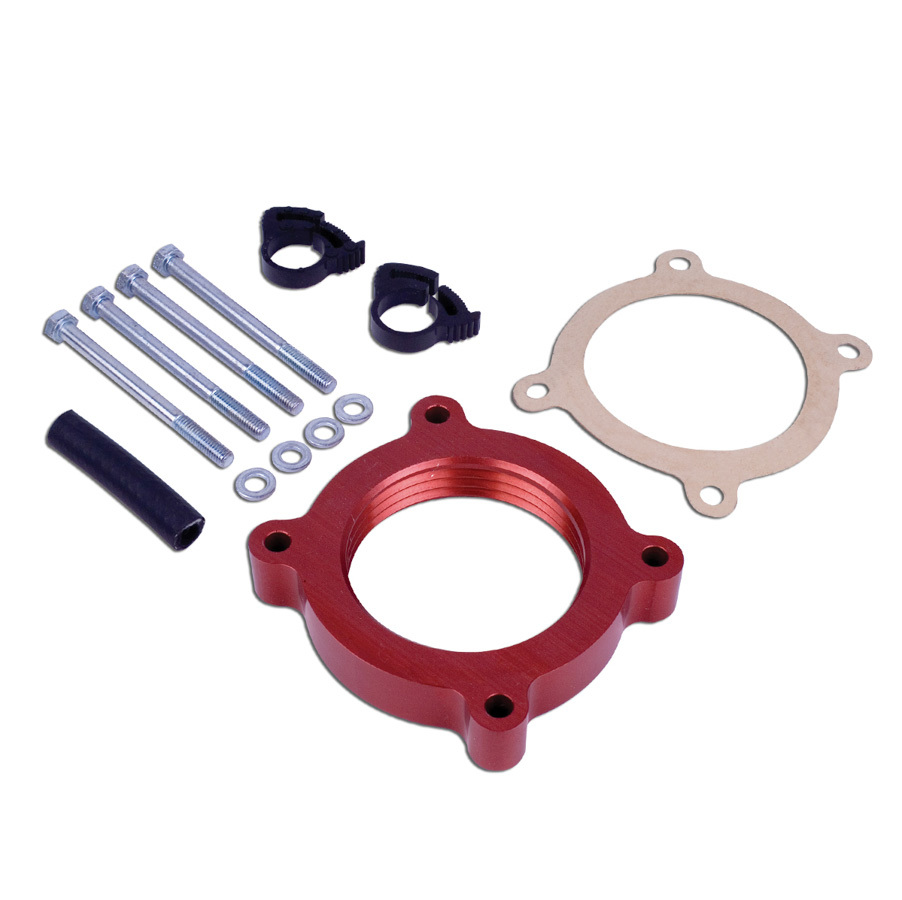 AIRAID Throttle Body Spacer, Poweraid, 1" Thick, Gasket/Hardware, Aluminum, Red Anodize, Ford Fullsize SUV/Truck/Must