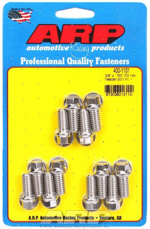 ARP 400-1101 S/S Header Bolt Kit - 3/8 x .750 UHL (12)
