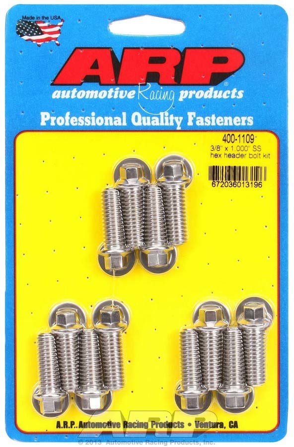ARP 400-1109 S/S Header Bolt Kit - 3/8 x 1.00 UHL (12)