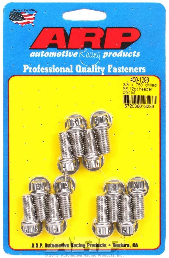 ARP 400-1203 S/S Header Bolt Kit - 3/8 x .750 UHL (12)