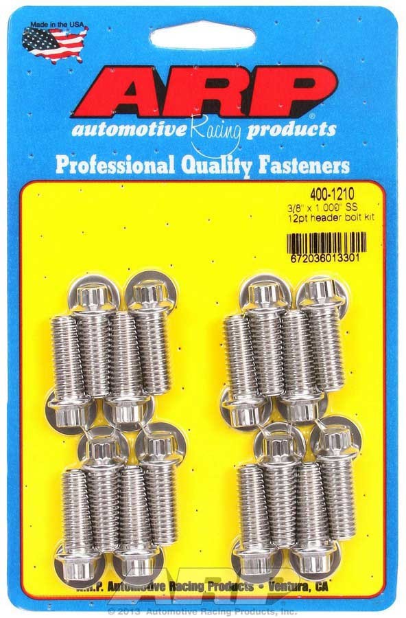 ARP 400-1210 S/S Header Bolt Kit - 3/8 x 1.00 UHL (16)