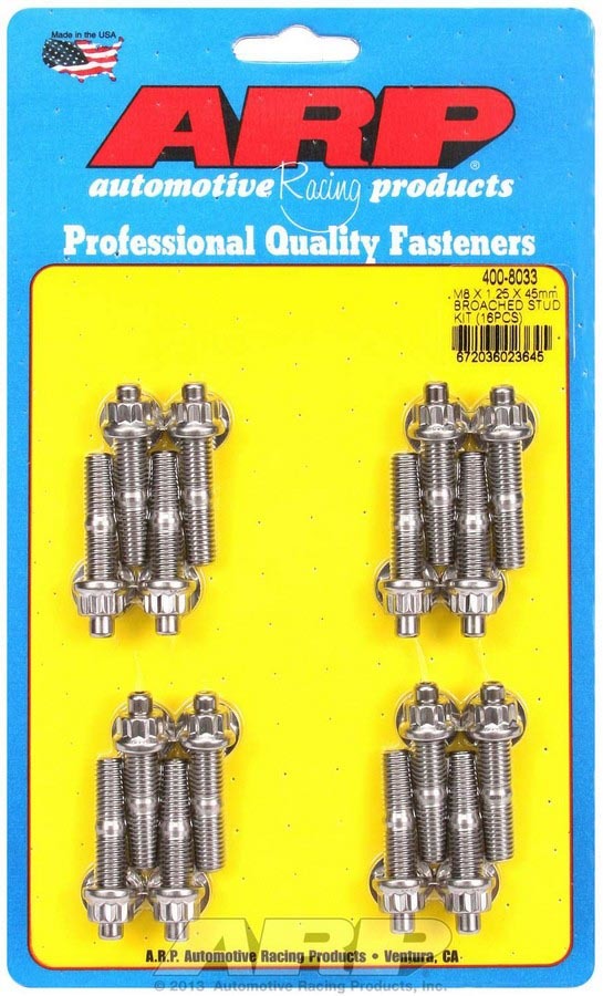 ARP 400-8033 S/S Stud & Nut Kit (16) 8mm x 1.25in x  45mm