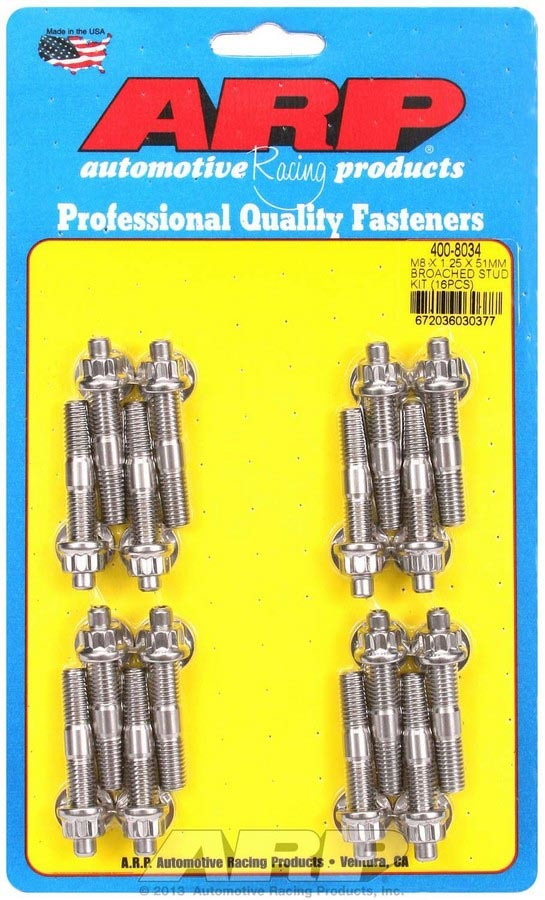 ARP 400-8034 S/S Stud & Nut Kit (16) 8mm x 1.25in x  51mm