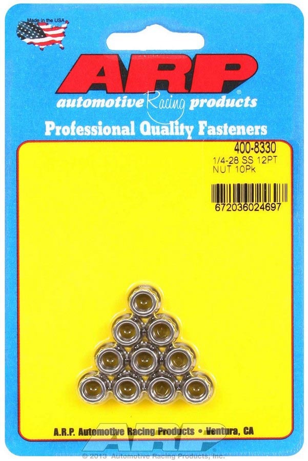 ARP 400-8330 S/S 12pt. Nuts - 1/4-28 (10)