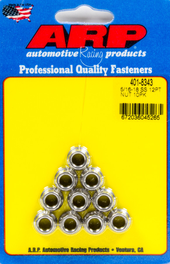 ARP 401-8343 S/S 12pt. Nut - 5/16-18 10pk