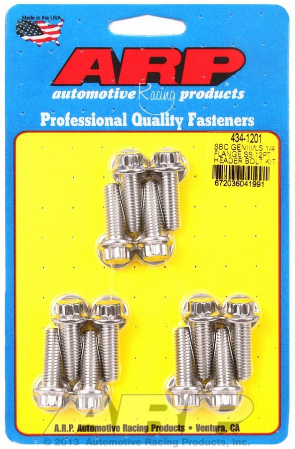 ARP 434-1201 S/S Header Bolt Kit - 12pt. GM LS