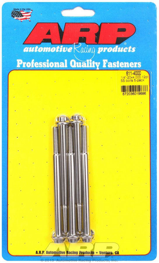 ARP 611-4000 S/S Bolt Kit - 12pt. (5) 1/4-20 x 4.000