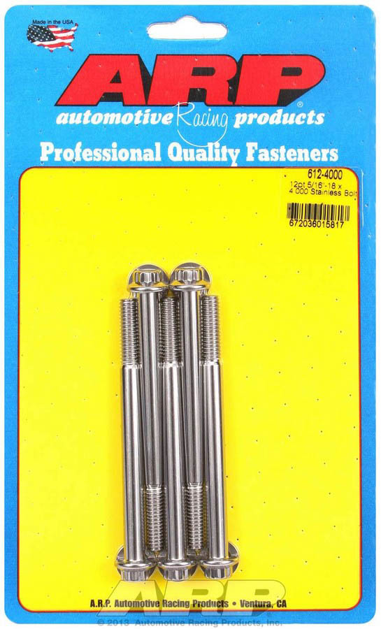 ARP 612-4000 S/S Bolt Kit - 12pt. (5) 5/16-18 x 4.000