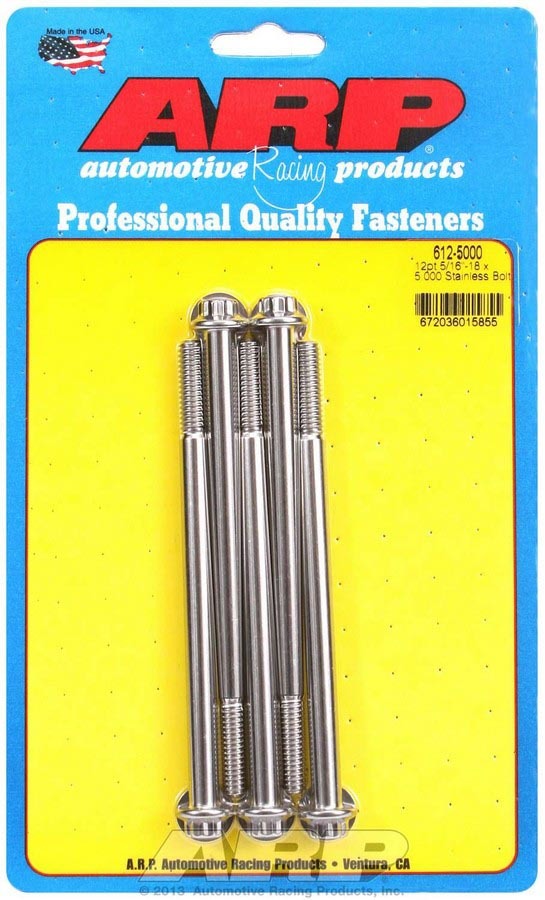 ARP 612-5000 S/S Bolt Kit - 12pt. (5) 5/16-18 x 5.000