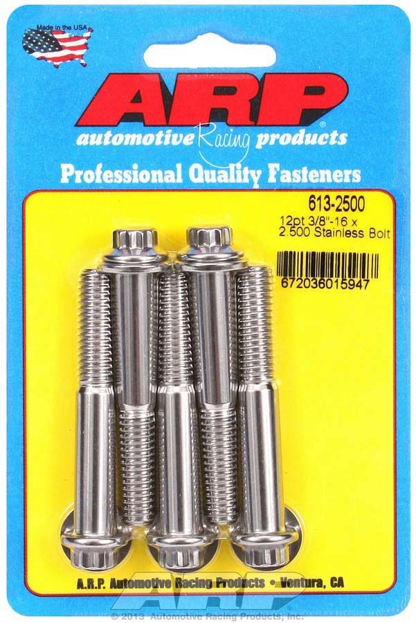 ARP 613-2500 S/S Bolt Kit - 12pt. (5) 3/8-16 x 2.500