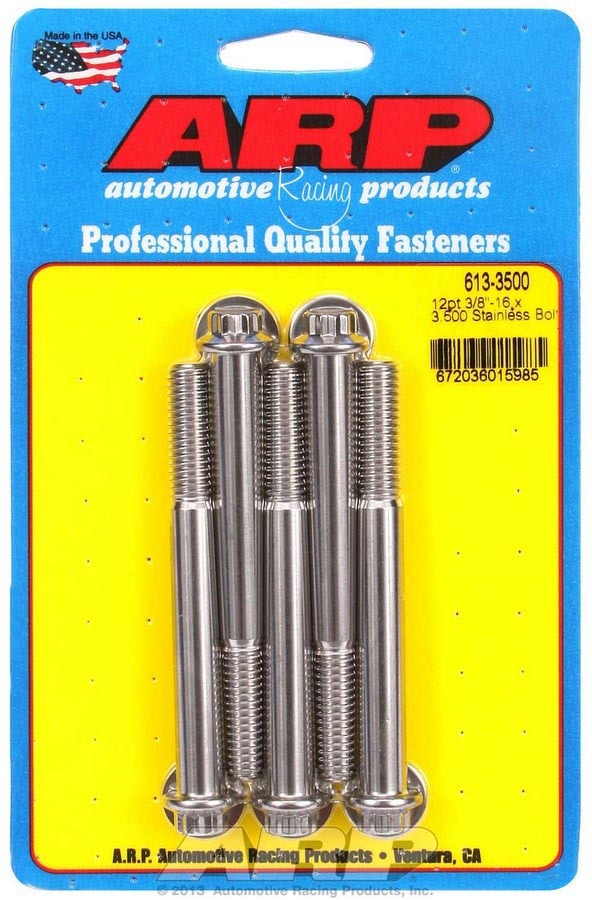 ARP 613-3500 S/S Bolt Kit - 12pt. (5) 3/8-16 x 3.500