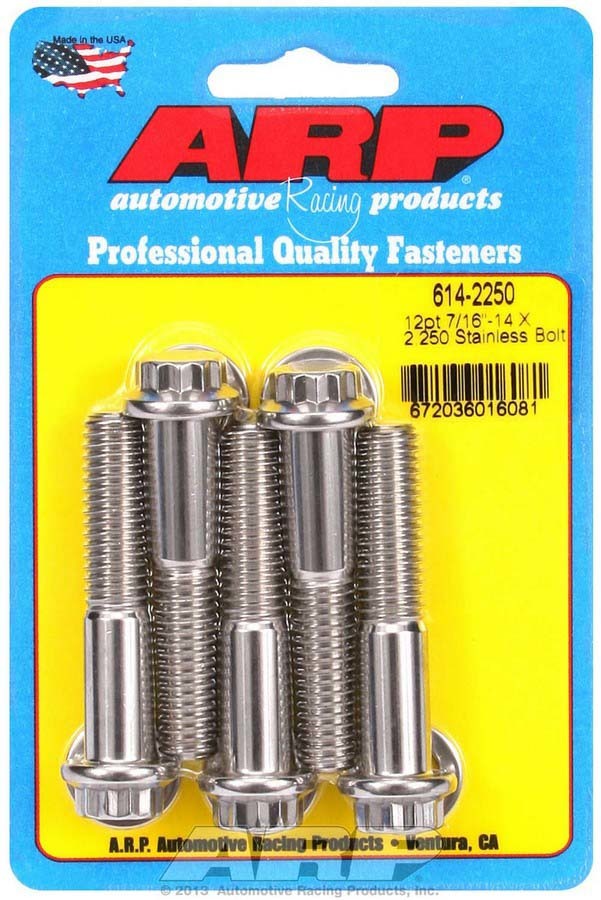 ARP 614-2250 S/S Bolt Kit - 12pt. (5) 7/16-14 x 2.250