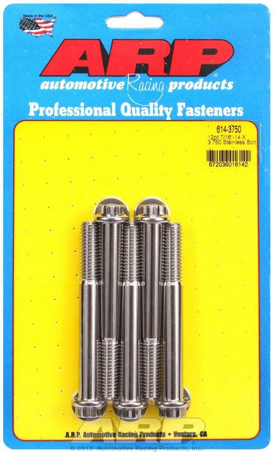 ARP 614-3750 S/S Bolt Kit - 12pt. (5) 7/16-14 x 3.750