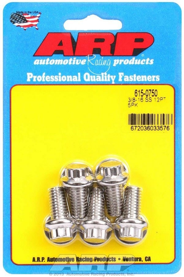 ARP 615-0750 S/S Bolt Kit - 12pt. (5) 3/8-16 x 0.750