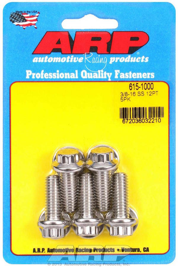 ARP 615-1000 S/S Bolt Kit - 12pt. (5) 3/8-16 x 1.000