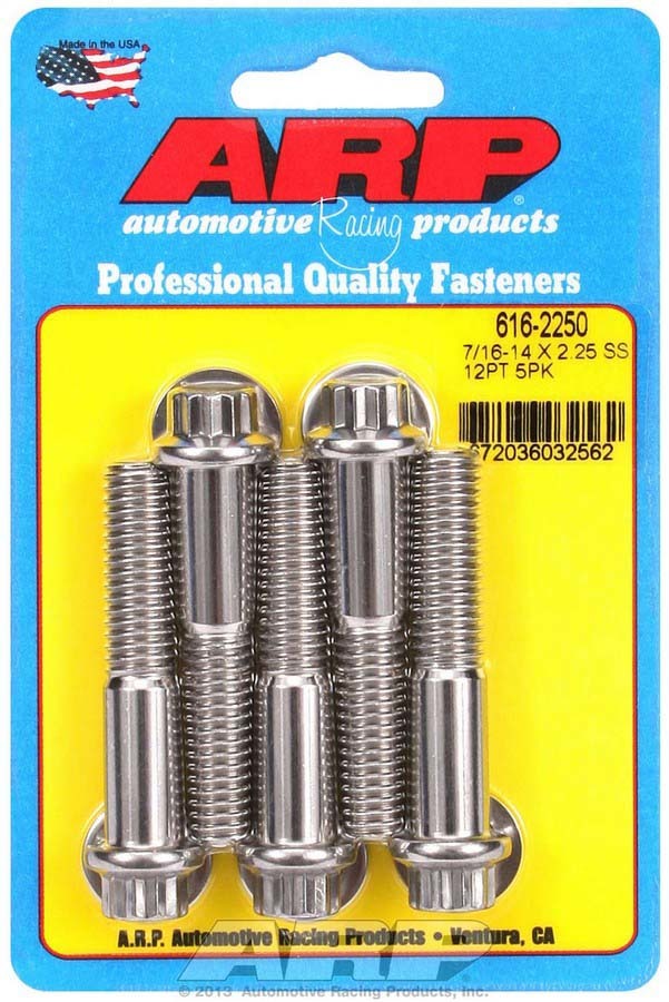 ARP 616-2250 S/S Bolt Kit - 12pt. (5) 7/16-14 x 2.250