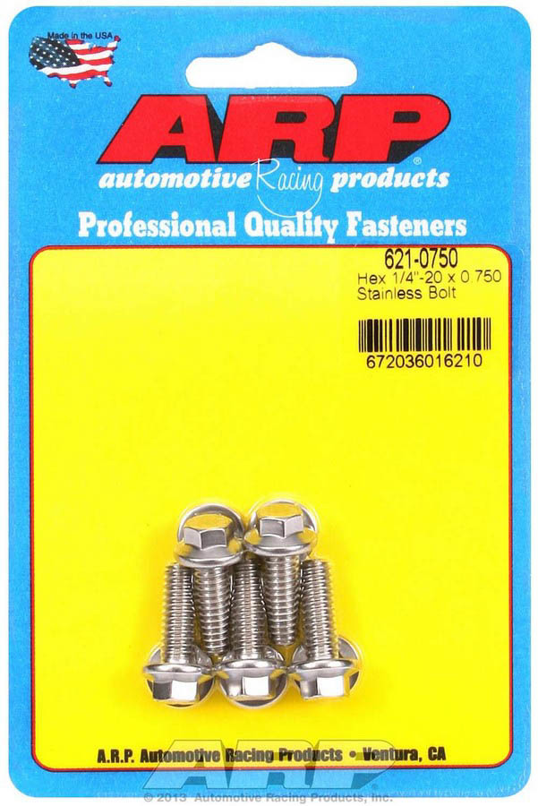 ARP 621-0750 S/S Bolt Kit - 6pt. (5) 1/4-20 x .750