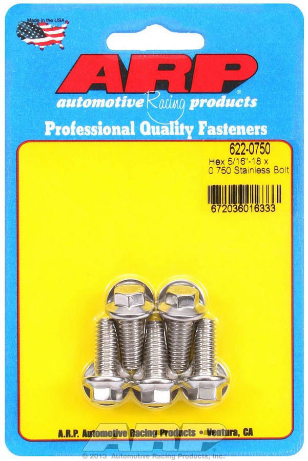 ARP 622-0750 S/S Bolt Kit - 6pt. (5) 5/16-18 x .750