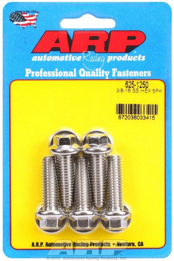 ARP 625-1250 S/S Bolt Kit - 6pt. (5) 3/8-16 x 1.250