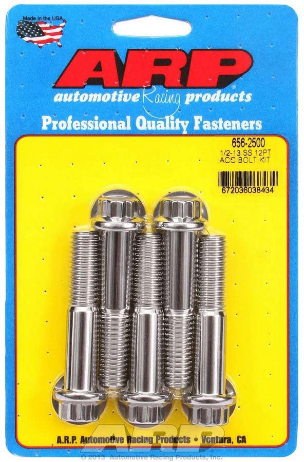 ARP 656-2500 S/S Bolt Kit - 12pt. (5) 1/2-13 x 2.500