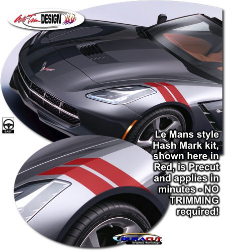 C7 Corvette Precut Le Mans Style Drivers Side Fender Hash Mark Kit, Style 2, Single Color