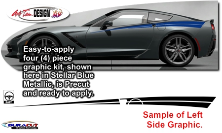 C7 Corvette Kamikaze Body Side Graphic Kit, Accent Stripes, Single Color
