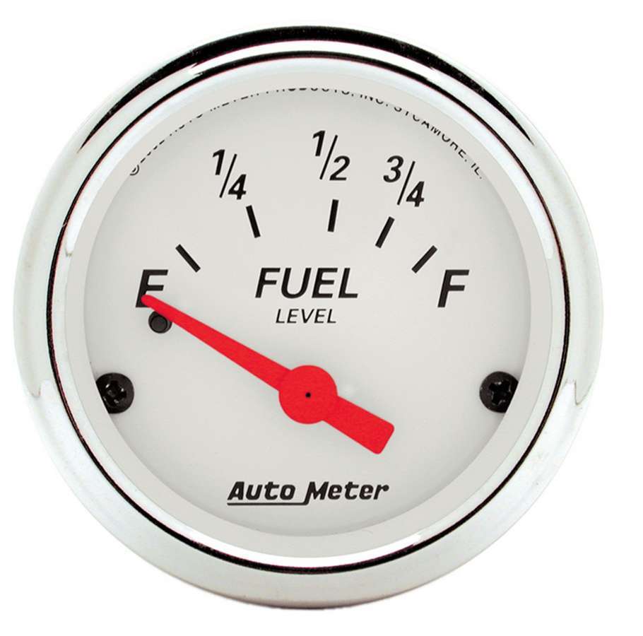 Auto Meter Fuel Level Gauge, Arctic White, 73-10 ohm, Electric, Analog, Short Sweep, 2-1/16" Diameter, White Face, Each
