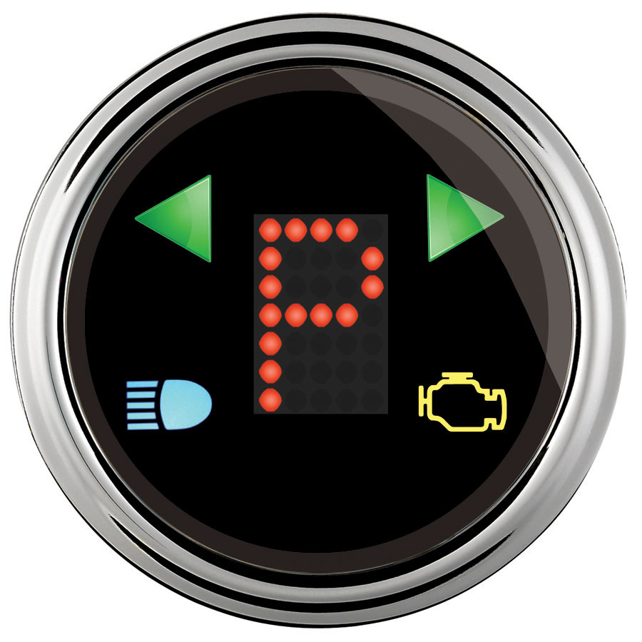 Auto Meter Shift Indicator Gauge, PRNDL, Electric, Digital, 2-1/16" Diameter, Black Face, Each