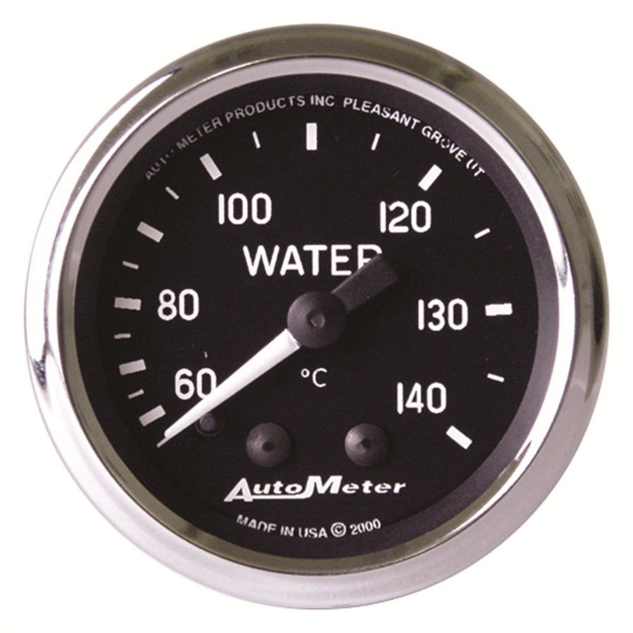 Auto Meter Water Temperature Gauge, Cobra, 80-140 Degree C, Mechanical, Analog, 2-1/16" Diameter, Black Face, Each