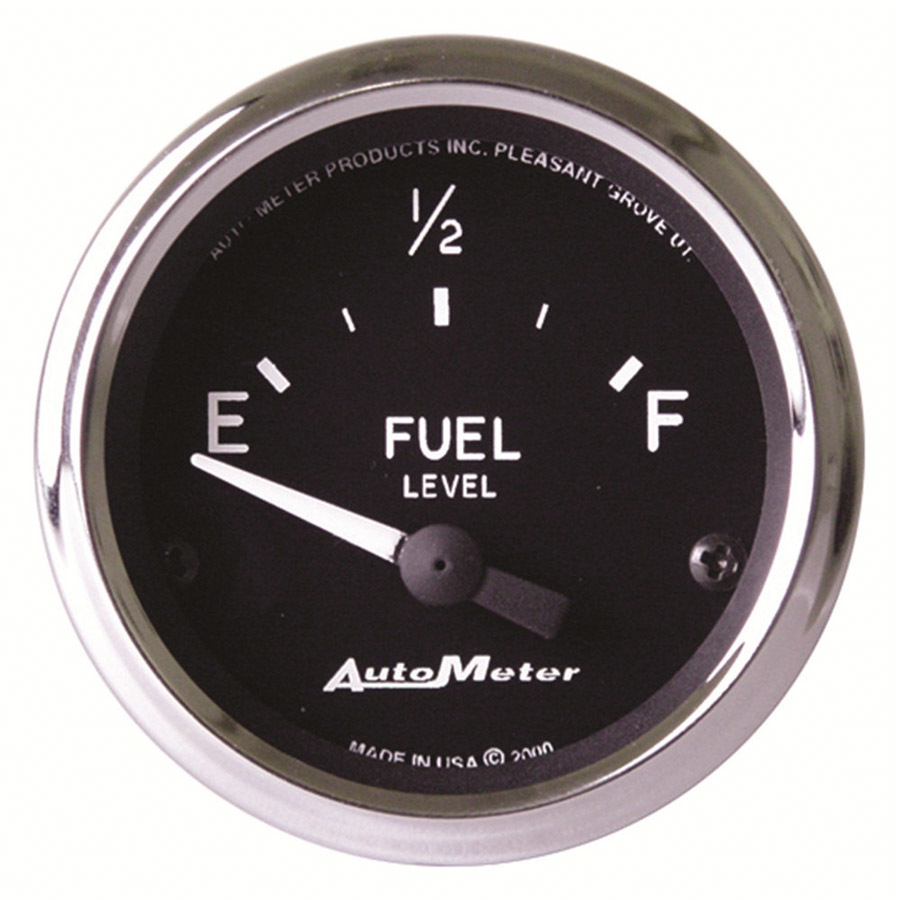 Auto Meter Fuel Level Gauge, Cobra, 240-33 ohm, Electric, Analog, Short Sweep, 2-1/16" Diameter, Black Face, Each