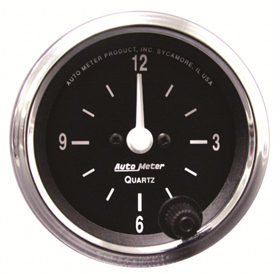 Auto Meter Clock Gauge, Cobra, Electric, Analog, 2-1/16" Diameter, White Face, Each