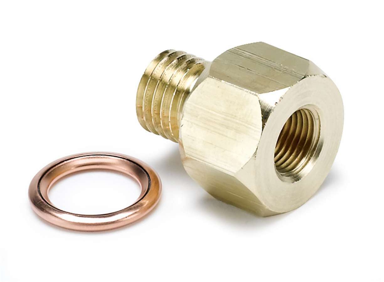Auto Meter Fitting, Adapter, Straight, 12 mm x 1.50 Male to 1/8" NPT Female, Brass, Natural, Electric Temperature/Pressure Gauge