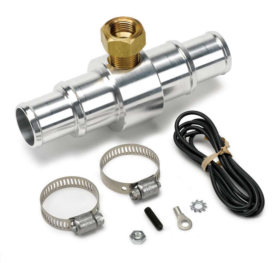 Auto Meter Fitting, Gauge Adapter, Straight, 1-1/4" Hose Barb to 1-1/4" Hose Barb, 1/8" NPT Gauge Port, Aluminum, Natural, Tempe