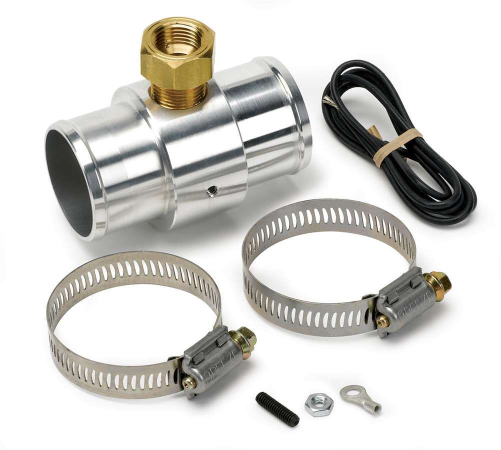 Auto Meter Fitting, Gauge Adapter, Straight, 1-1/2" Hose Barb to 1-1/2" Hose Barb, 1/8" NPT Gauge Port, Aluminum, Natural, Tempe