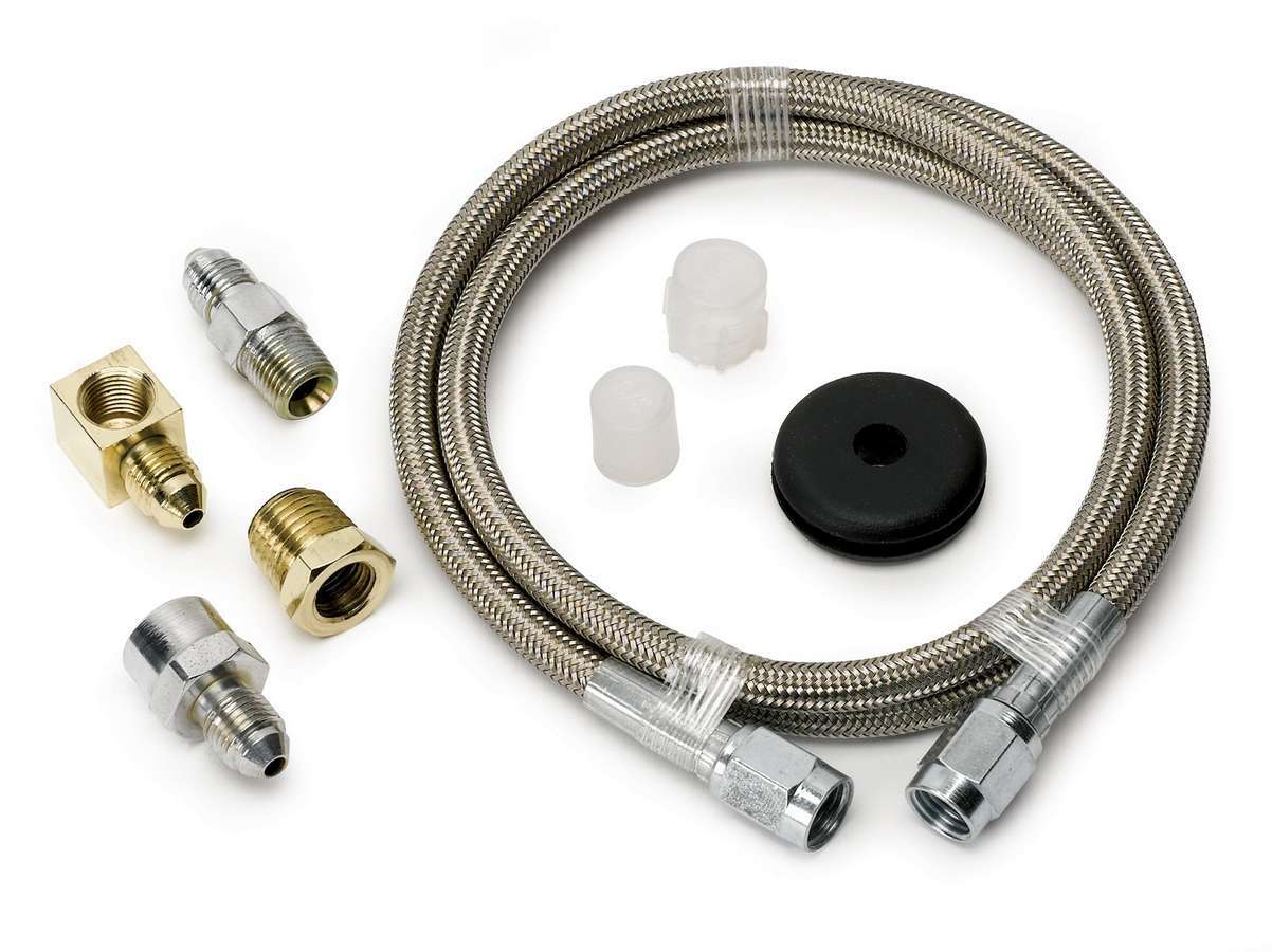 Auto Meter Gauge Line Kit, 3 AN, 3 ft, 3 AN Female to 3 AN Female, Fittings Included, Braided Stainless, Mechanical Pressure Gau