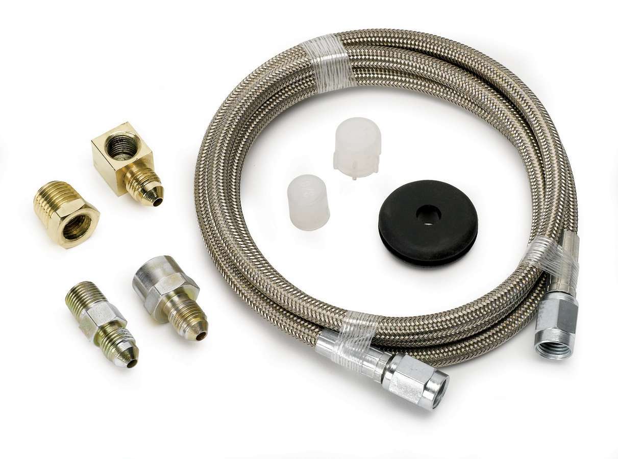 Auto Meter Gauge Line Kit, 3 AN, 4 ft, 3 AN Female to 3 AN Female, Fittings Included, Braided Stainless, Mechanical Pressure Gau