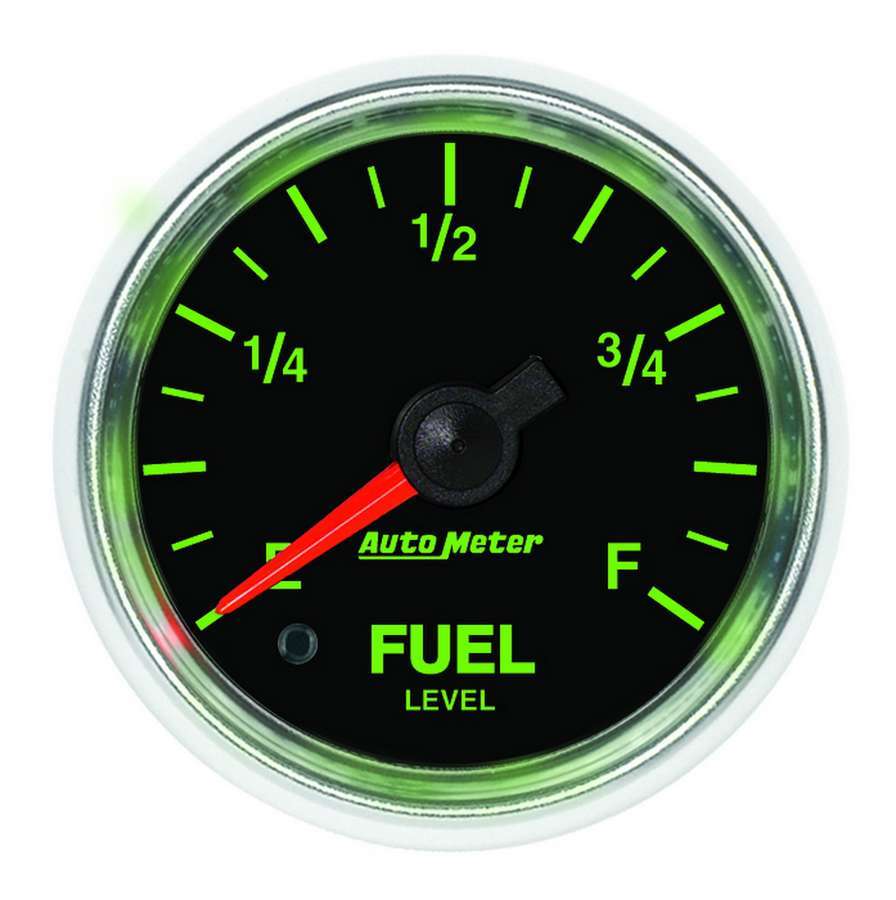 Auto Meter Fuel Level Gauge, GS, 0-280 ohm, Electric, Analog, Full Sweep, 2-1/16" Diameter, Programmable, Black Face, Each