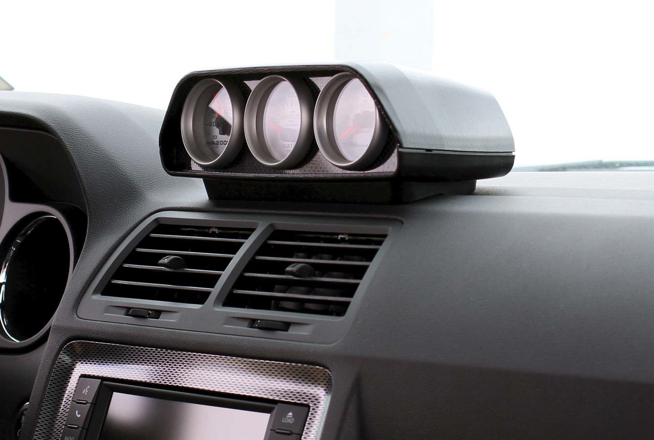 Auto Meter Gauge Pod, Gauge Works, Three 2-1/16" Diameter Gauges, Dash, Plastic, Black, Mopar LC-Body 2008-11, Each