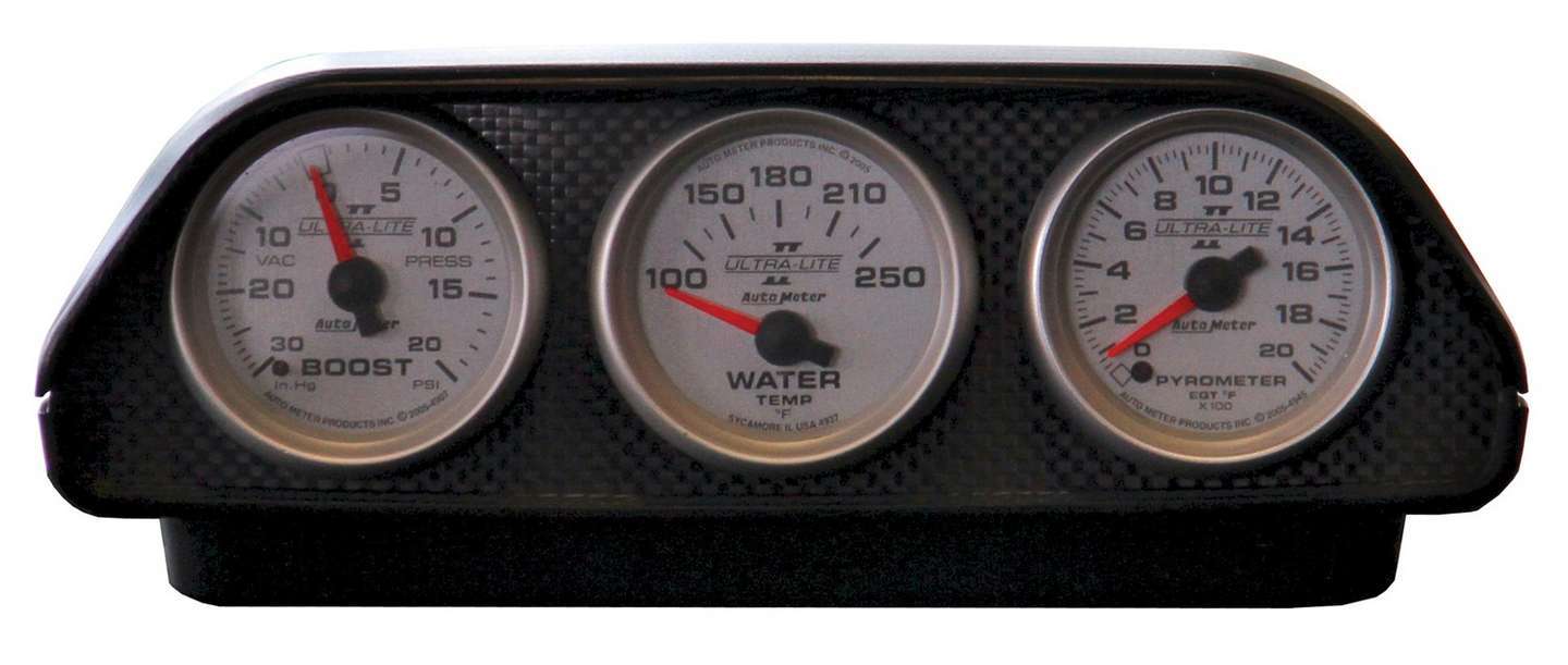Auto Meter Gauge Pod, Gauge Works, Three 2-1/16" Diameter Gauges, Dash, Plastic, Black, Universal, Each