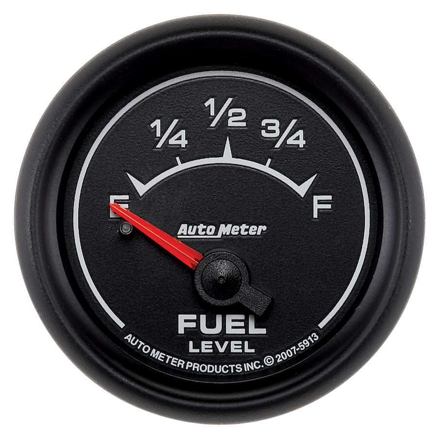 Auto Meter Fuel Level Gauge, ES, 0-90 ohm, Electric, Analog, Short Sweep, 2-1/16" Diameter, Black Face, Each