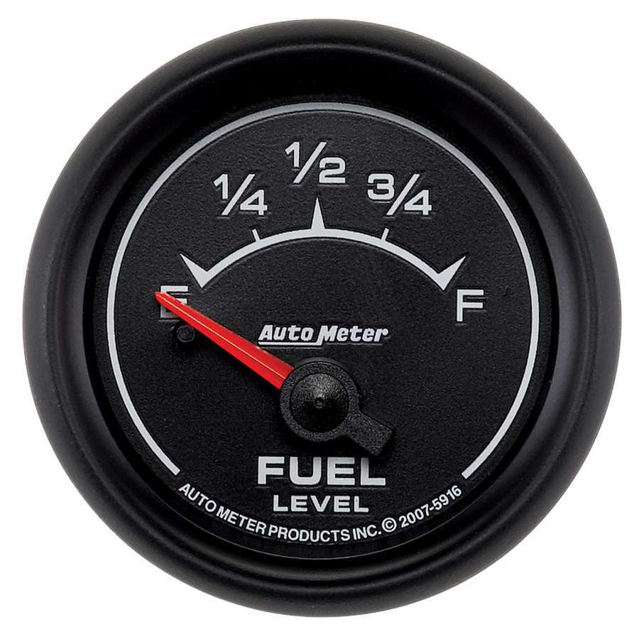 Auto Meter Fuel Level Gauge, ES, 240-33 ohm, Electric, Analog, Short Sweep, 2-1/16" Diameter, Black Face, Each