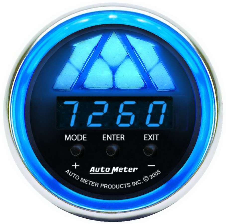 Auto Meter Shift Light, Cobalt, 0-15000 RPM, 1 Shift Point, Digital, 2-1/16" Diameter, Amber Light, Black Face, Each