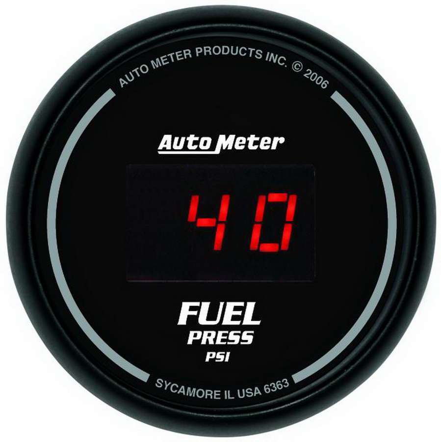 Auto Meter Fuel Pressure Gauge, Z-Series, 5-100 psi, Electric, Digital, 2-1/16" Diameter, Black Face, Each